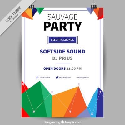 Colorful Geometric Shapes Design for Party Posters – Free Download