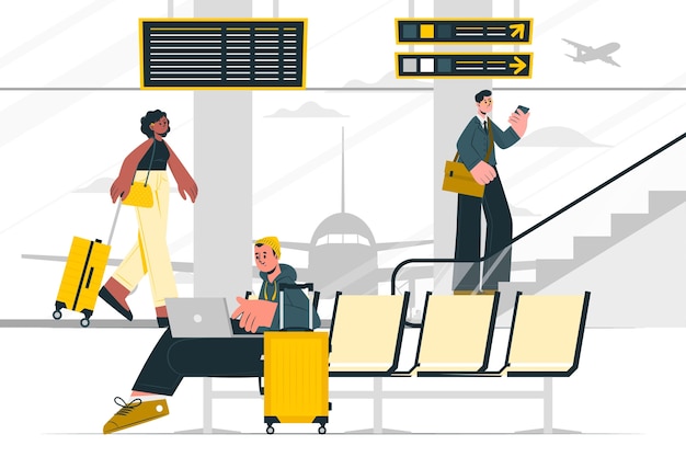 Airport Terminal Concept Illustration – Free Download