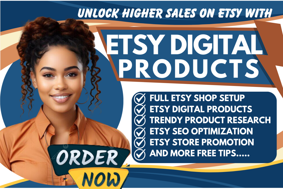 I will setup etsy digital product shop, etsy digital products, etsy product listing SEO