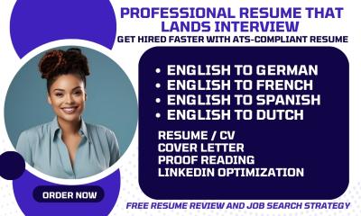 I will translate your resume from German, French, Spanish and Dutch to English