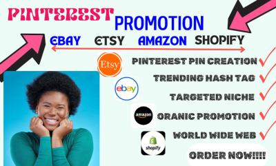 I will do pinterest influencer pin for ebay etsy tiktok shopify store to 1 million use