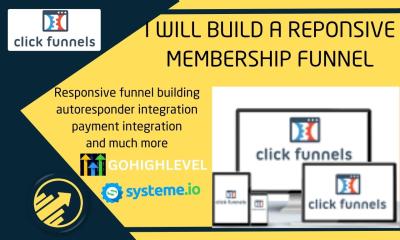 I will build clickfunnels 20 sales funnel,instapage,samcart,systemeio,kartra,thrivecart