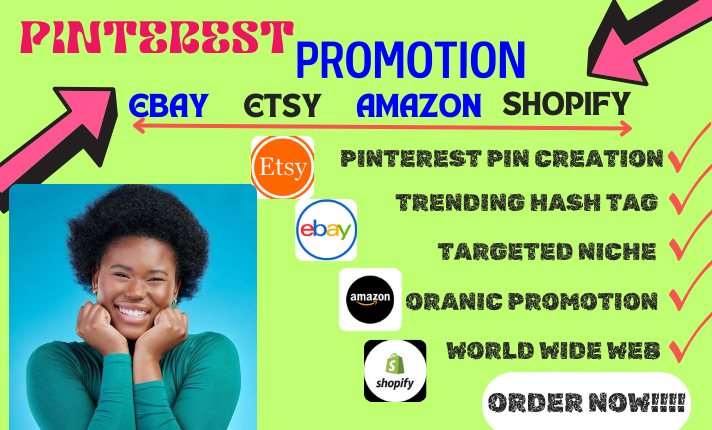 I will do pinterest influencer pin for ebay etsy tiktok shopify store to 1 million use