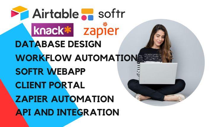 I will design knack and airtable database, airtable automation, softr webapp, zapier