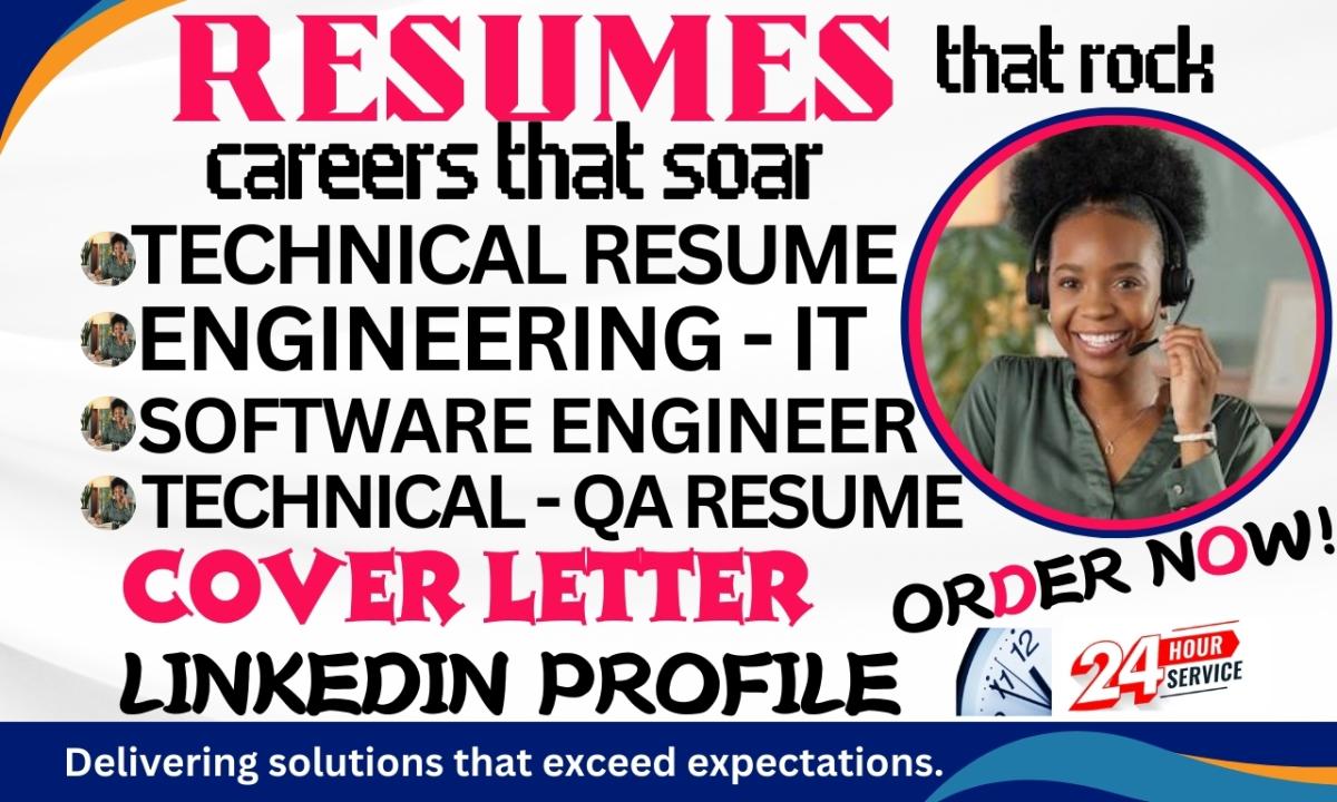 I will make standard engineering resume, software engineer, technical, IT, and civil resume