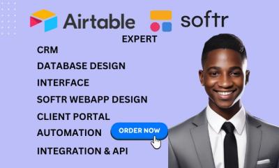 I will do airtable database, softr webapp, zapier automation client portal, integration