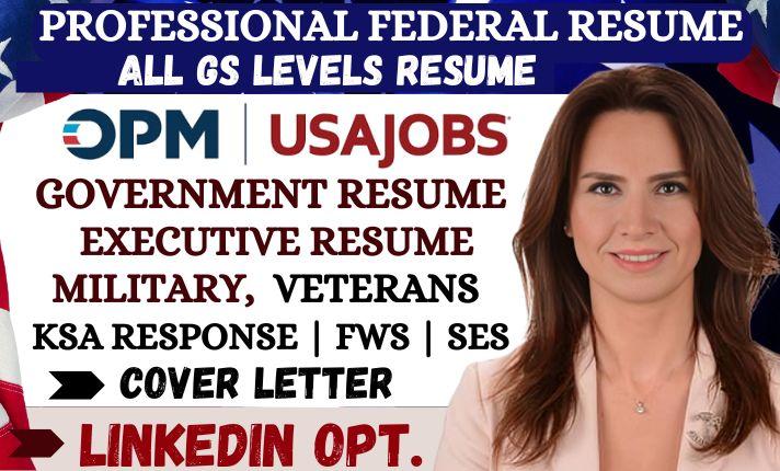 I will write federal resume for USA jobs, ats resume writing, executive resume LinkedIn