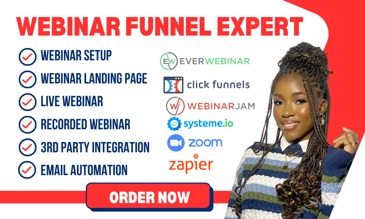 I will build a webinar funnel and automation on everwebinar, webinarjam, and systeme io