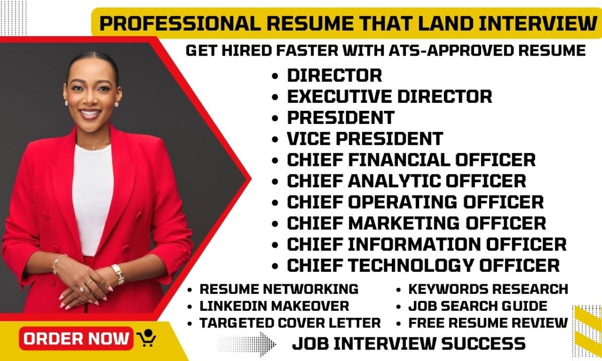 I will write your senior, executive, director, president, vp, cxo, hr, cso resume