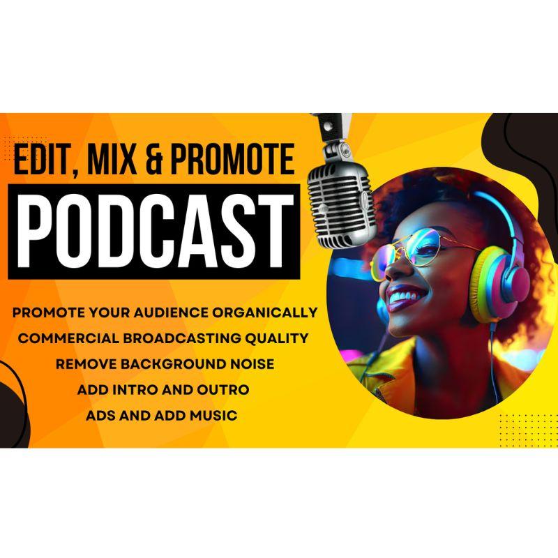 I will do apple podcast promotion podcast editing spotify promotion