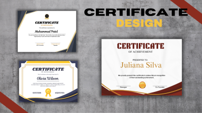 I will design professional certificates for award, completion, achievement and diploma