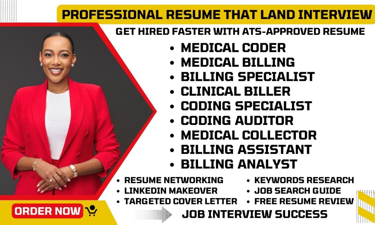 I will write medical billing specialist medical coder clinical biller healthcare resume