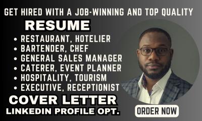 I Will Craft Hospitality, Tourism, Restaurant, Bartender, and Chef Resume