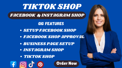 I will setup pinterest shop, facebook instagram shop and integrate to shopify store