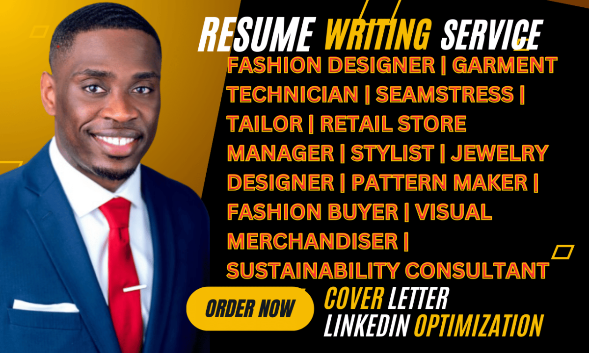 I will write a fashion designer garment technician retail store manager stylist resume