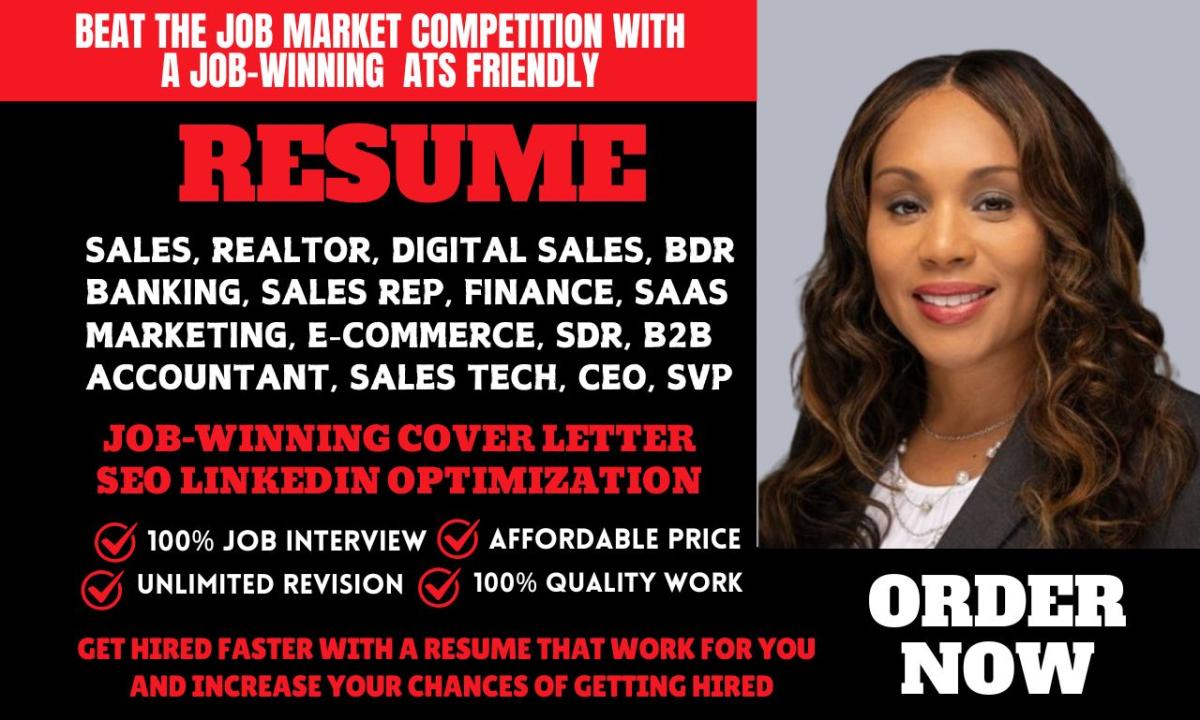 I will craft resume for sales, director, bdr, finance, marketing, sdr, e commerce,saas