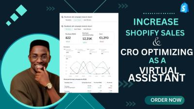 I will be your shopify virtual assistant store ads manager to boost cro store sales