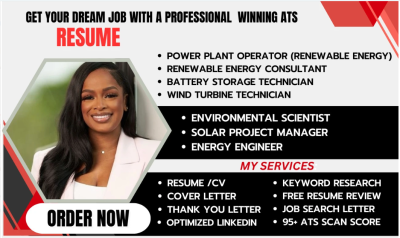 I will write wind turbine technician, solar project manager and renewable energy resume