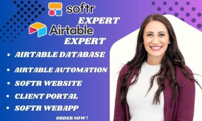 I will setup airtable automation softr website client portal database design