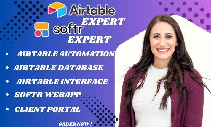 I will build your airtable database, airtable automation airtable integrate softr exper