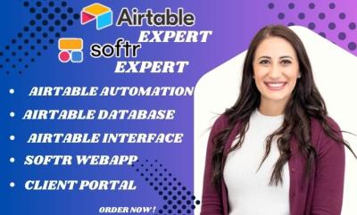 I will build your airtable database, airtable automation airtable integrate softr exper