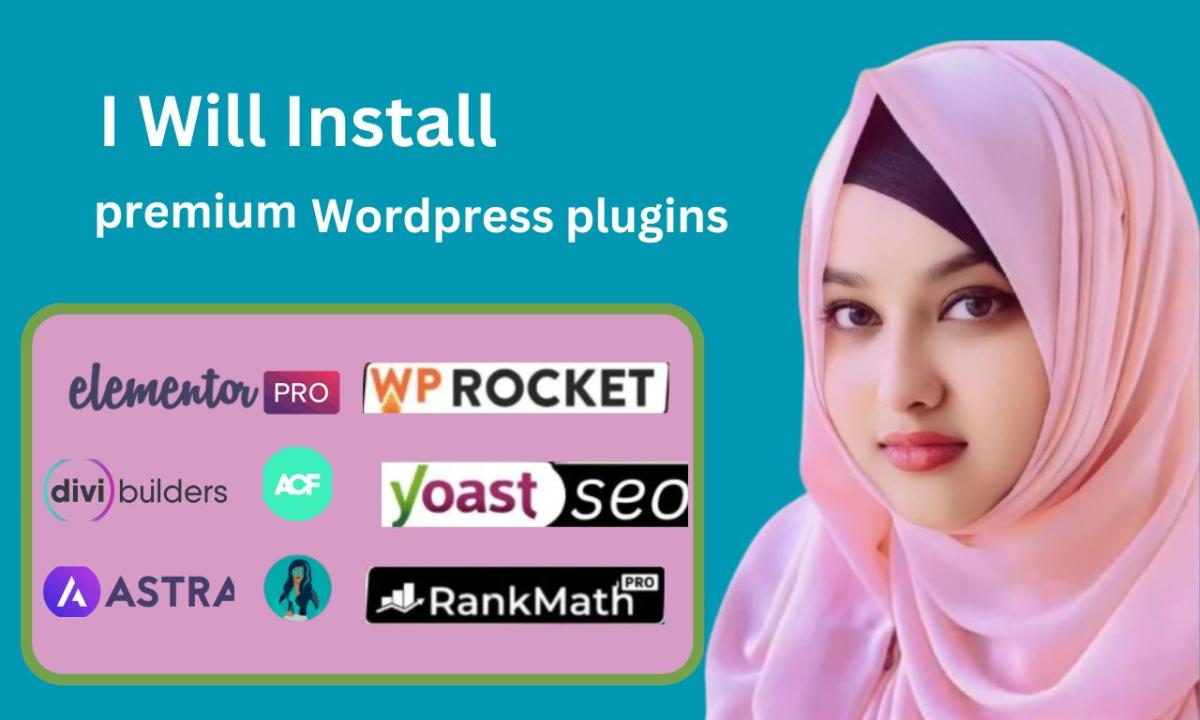 I will install elementor pro,astra pro,rank math,acf pro,yoast premium wordpress plugin