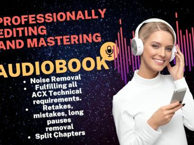 I will edit, clean, fix and master audio audiobooks for acx audible