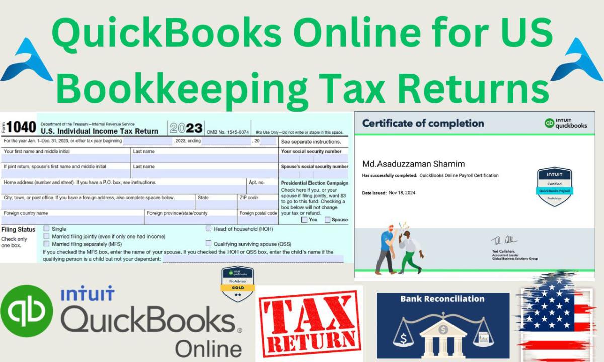 I will do quickbooks online for US bookkeeping tax returns