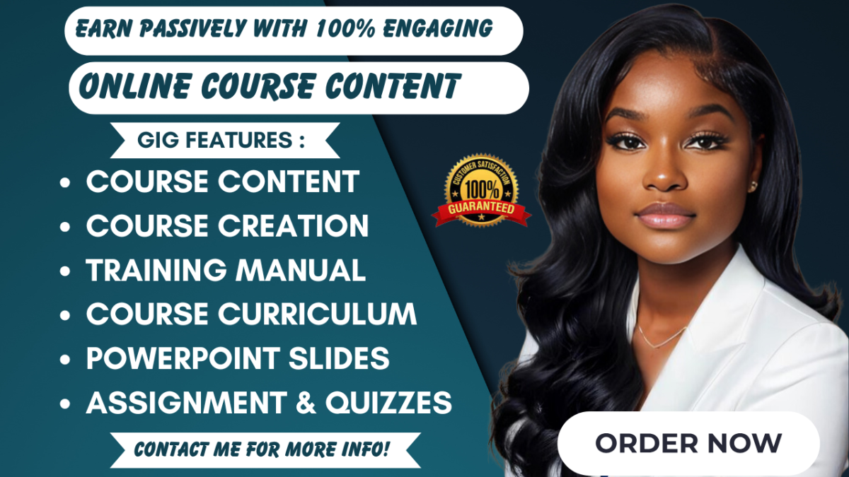 I will online course content, course creation, curriculum, training manual, lesson plan