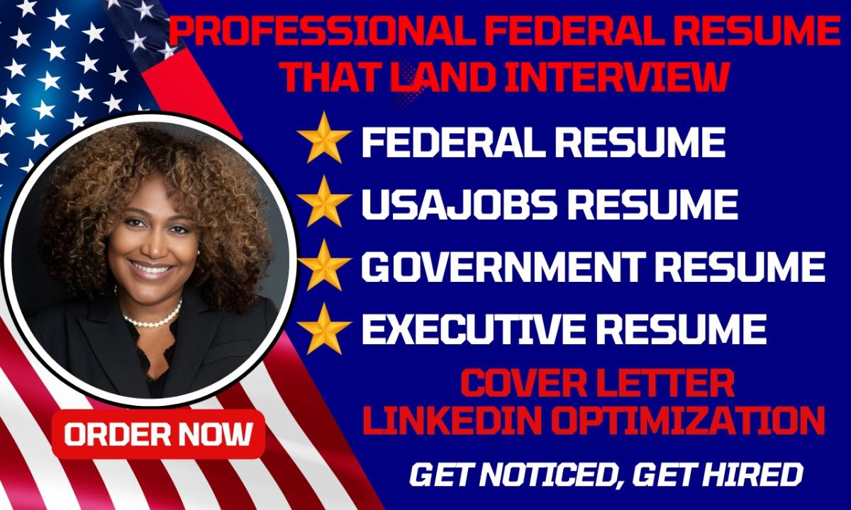 I will write and edit federal resume, government resume, executive resume for usajobs