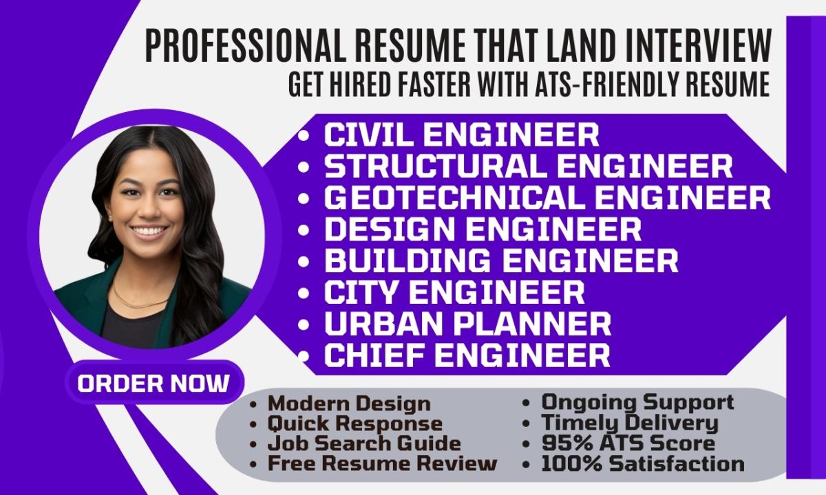 I will write civil engineer, structural engineer, design engineer, engineering resume