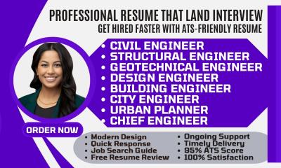 I will write civil engineer, structural engineer, design engineer, engineering resume