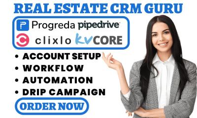 I Will Set Up Progreda, Resimpli, Apptivo, Keller Williams, Clixlo, KVCore, and Pipedrive Workflow