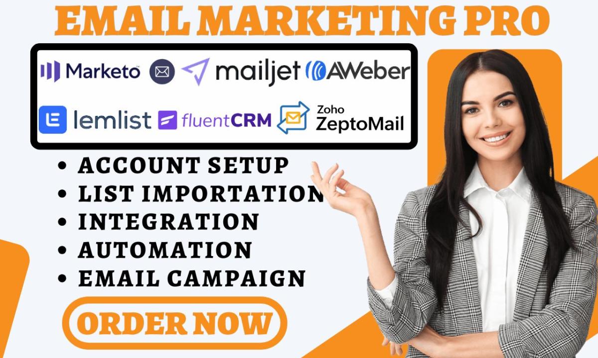 I Will Set Up ZeptoMail, Fluent CRM, Mailjet, AWeber, ConvertKit, and Mailchimp Email Marketing