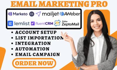 I Will Set Up ZeptoMail, Fluent CRM, Mailjet, AWeber, ConvertKit, and Mailchimp Email Marketing