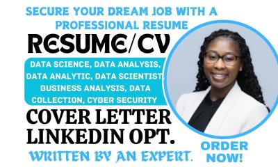 I Will Craft Professional Resumes for Data Science, Data Analysis, Business Analysis, and Cybersecurity Experts