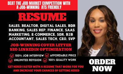 I Will Craft a Professional Resume for Sales, Director, BDR, Finance, Marketing, SDR, E-commerce, SaaS