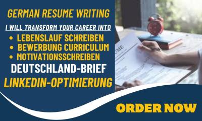 I Will Craft a Tailored German Job Application: Customized Bewerbung, CV, Lebenslauf, and Resume