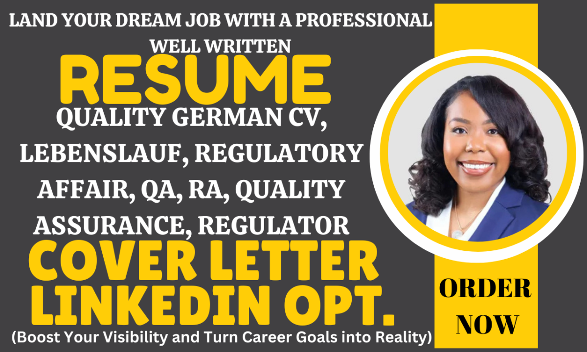 I Will Write Top Quality Resume, German CV, Lebenslauf, Regulatory Affairs, Cover Letter