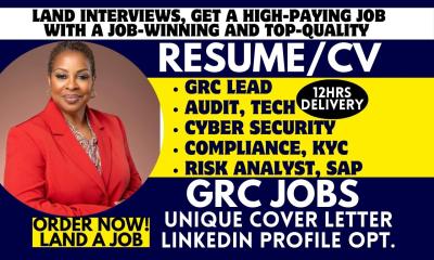 I Will Write GRC, Tech, IT, Lead, Compliance, Cyber Security, Risk Analyst Resume