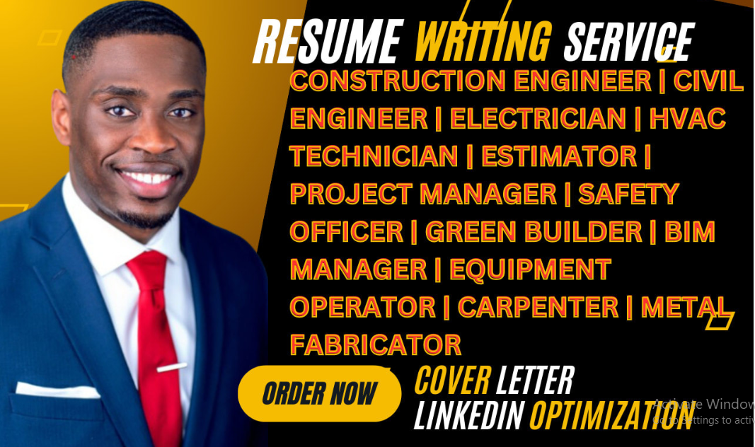 I Will Write a Professional Resume for Construction, Civil Engineering, Electrician, Estimator, and HVAC Roles