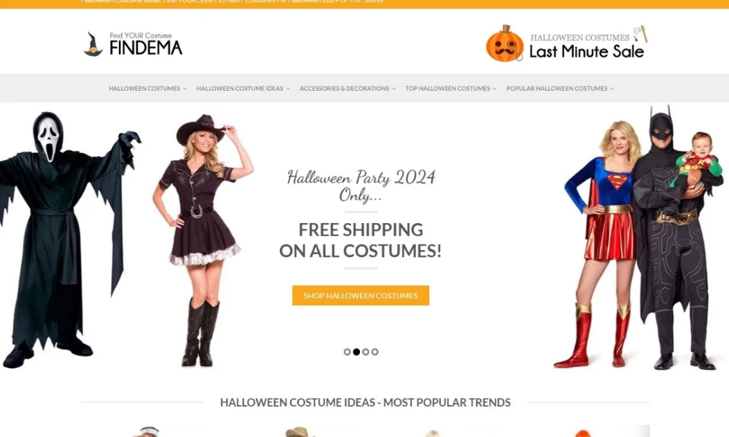 I Will Design a Halloween Costume Shopify Store for Vampire Costumes, Wigs, Hats, and Face Paints