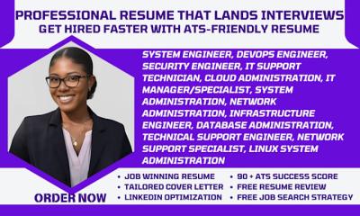 I Will Write System Engineer, Infrastructure Engineer, Network Administrator IT Resume