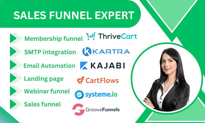 I Will Create a Clickfunnel Sales Funnel Using Systeme.io, Leadpages, Funnelish, ThriveCart, and Kartra