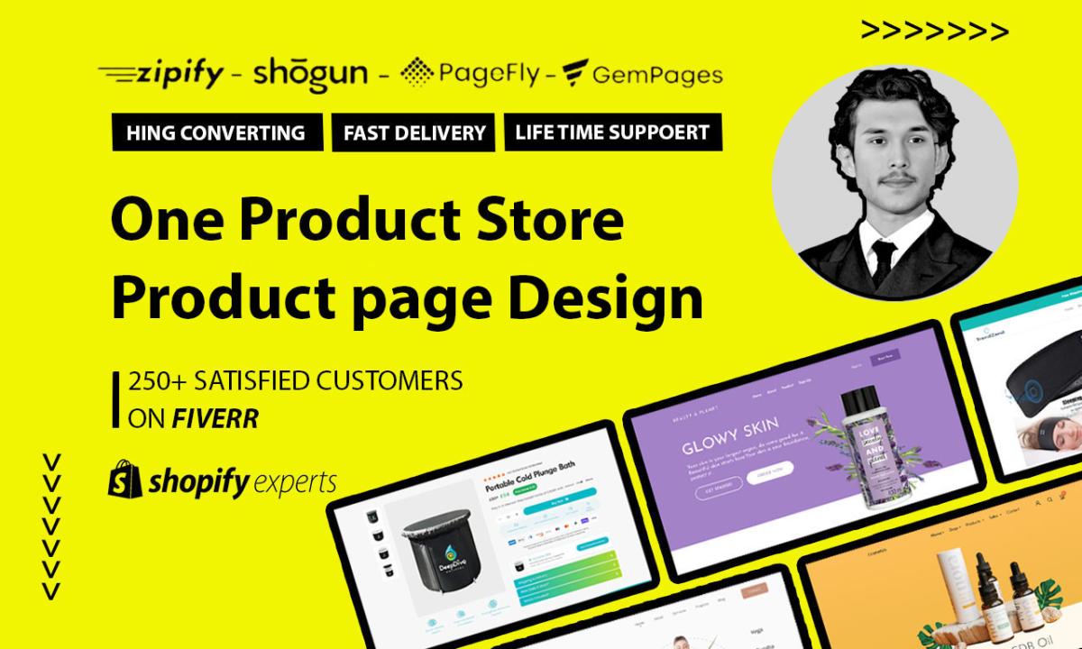 I Will Create a Shopify One Product Store and Product Landing Page Using PageFly, GemPages, and Shogun