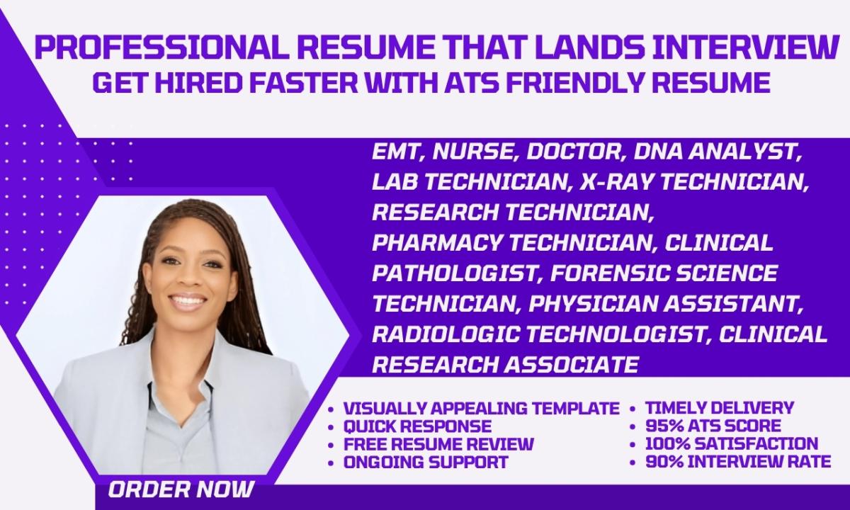 I Will Create a Top-Notch Resume for Lab Technicians, DNA Analysts, Pharmacy Technicians, and EMTs