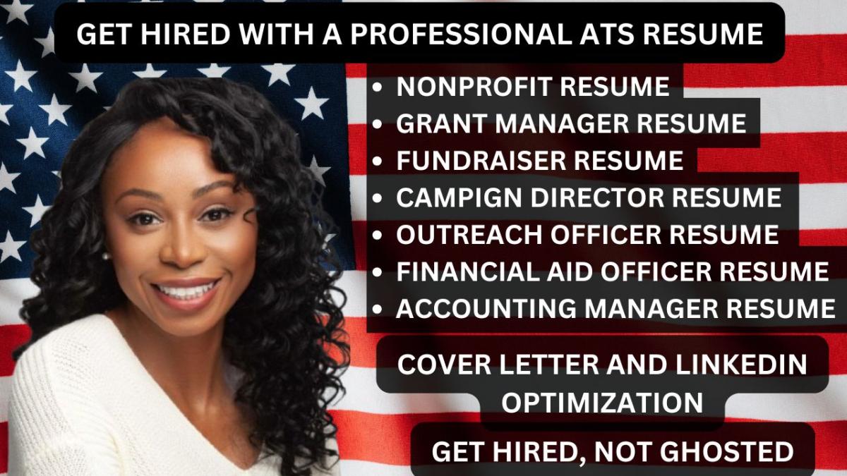 I Will Write a Nonprofit, Grants, Volunteer, Financial Specialist, and Fundraiser Resume