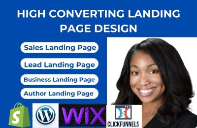 I will design wordpress wix webflow shopify clickfunnel landing page designs