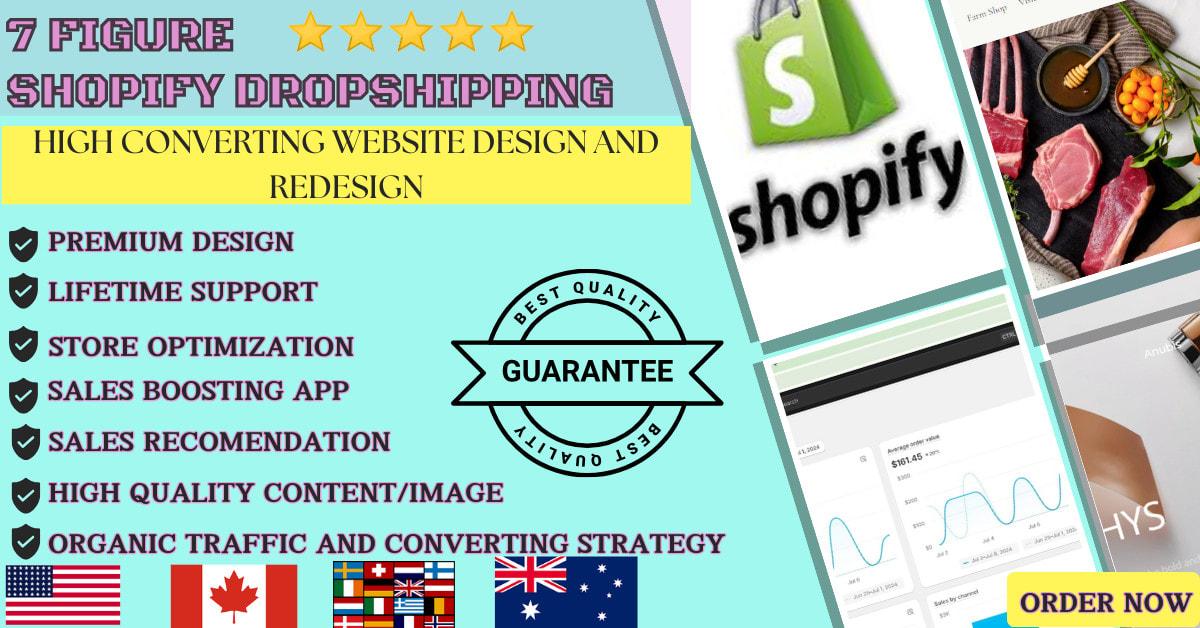 I will create a custom shopify website design and redesign for maximum conversion