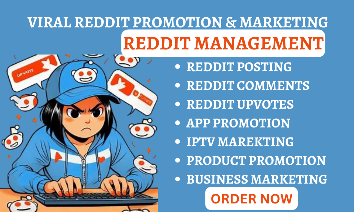 I will do reddit post management for business ecommerce iptv website product link app